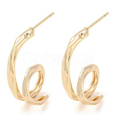 Brass Spiral Stud Earrings EJEW-K264-09G-1