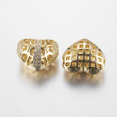 Brass Cubic Zirconia Beads ZIRC-F004-31G-1