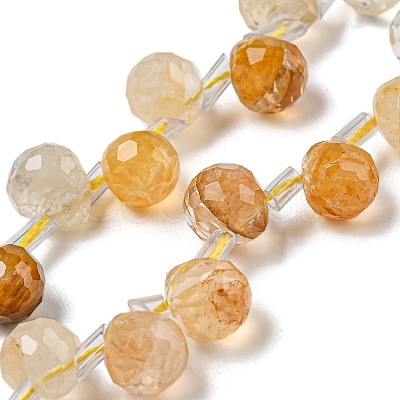 Natural Yellow Hematoid Quartz/Golden Healer Quartz Beads Strands G-H297-B17-02-1