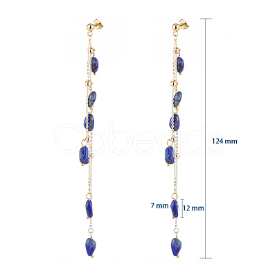 Natural Gemstone Dangle Stud Earring EJEW-JE04122-1