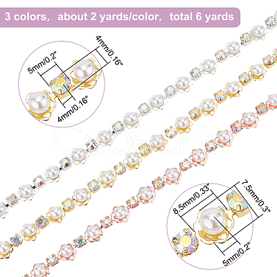 Nbeads 6 Yards 3 Colors AB Color Rhinestones Cup Chains LCHA-NB0001-02-1