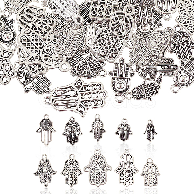 100Pcs 10 Styles Tibetan Style Alloy Pendants TIBEP-CJ0001-56-1