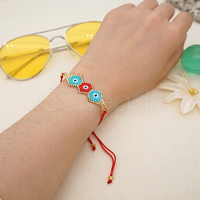 Friendship Evil Eye Loom Pattern Seed Beads Bracelets for Women BJEW-C011-15-1