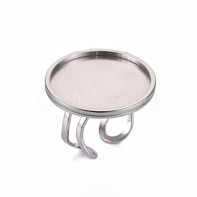 Tarnish Resistant 201 Stainless Steel Cuff Pad Ring Settings STAS-S080-040G-P-1