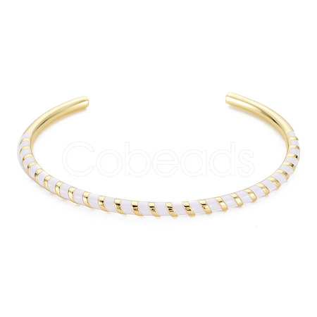 Twisted Brass Enamel Cuff Bangle BJEW-T020-02J-NF-1