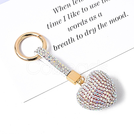 PU Leather & Rhinestone Keychain PW-WG15996-02-1