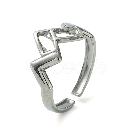 304 Stainless Steel Open Cuff Ring RJEW-L110-009P-1