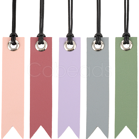 CRASPIRE 10Pcs 5 Colors Leather Bookmarks AJEW-CP0007-56-1