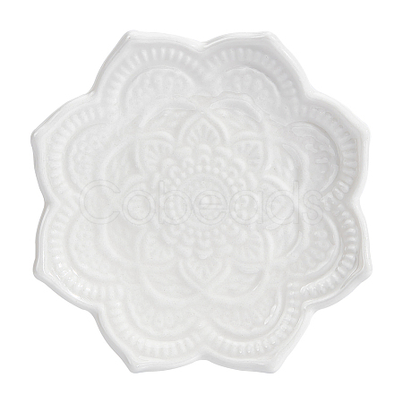 Mandala Flower Shape Porcelain Jewelry Plate DJEW-WH0043-41A-1