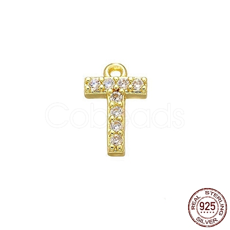 Real 18K Gold Plated 925 Sterling Silver Micro Pave Clear Cubic Zirconia Charms STER-P054-10G-T-1