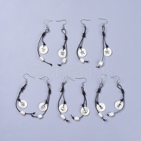 Freshwater Shell Dangle Earrings EJEW-JE03220-1