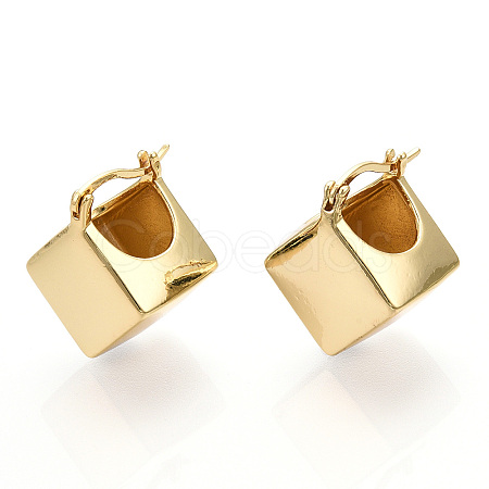 Brass Rhombus Thick Hoop Earrings for Women EJEW-F303-05G-1