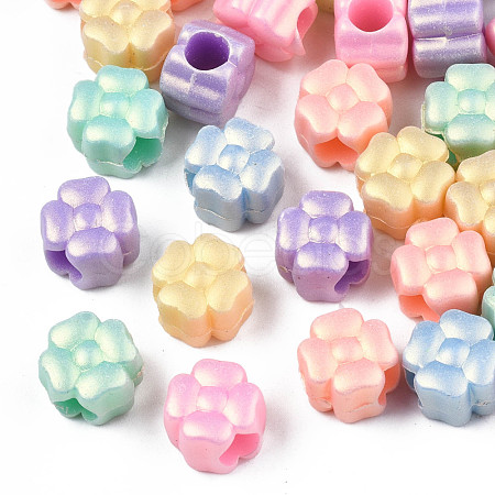 Spray Painted Frosted Opaque Acrylic European Beads ACRP-S679-41-1