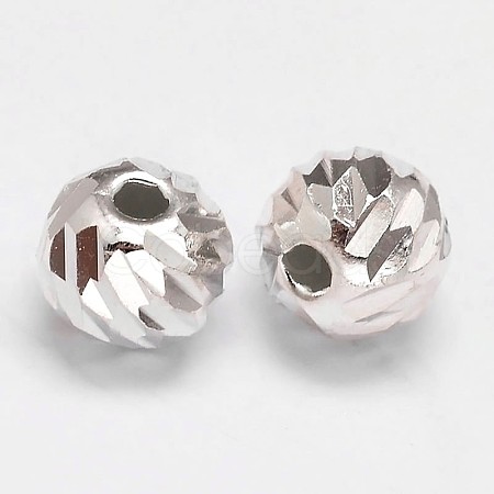 Fancy Cut Faceted Round 925 Sterling Silver Beads STER-F012-11C-1