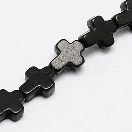 1 Strand Dyed Black Synthetic Turquoise Cross Beads Strands X-TURQ-G112-8x10mm-10-1