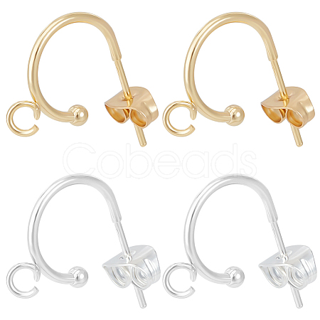 Beebeecraft 20Pcs 2 Color 304 Stainless Steel Ring Stud Earrings Findings STAS-BBC0004-69-1