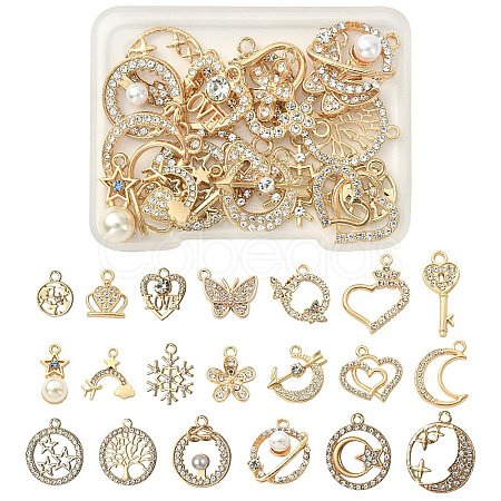 20Pcs 20 Style Alloy Crystal Rhinestone Pendants FIND-YW0003-36-1