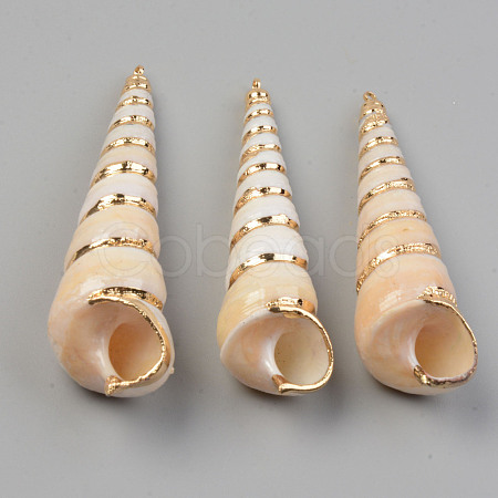 Electroplate Natural Spiral Shell Pendants SHEL-T017-18-1