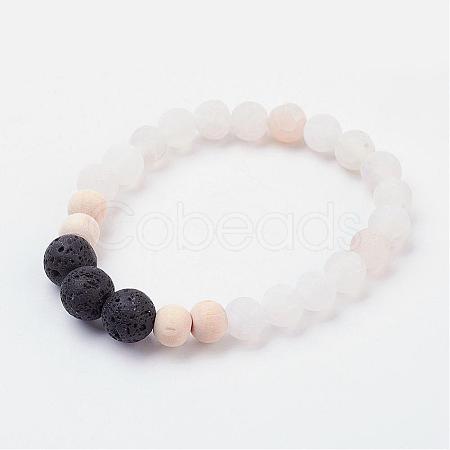 Natural Lava Rock Beads Stretch Bracelets BJEW-JB02959-1
