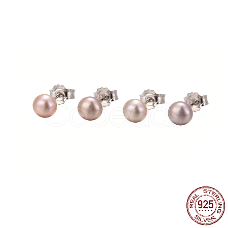 Valentine Presents for Her 925 Sterling Silver Ball Stud Earrings EJEW-D029-4.5mm-1-1
