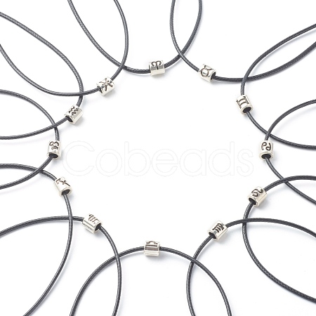 12 Constellations Alloy Beads Pendant Necklaces Sets NJEW-JN03634-1