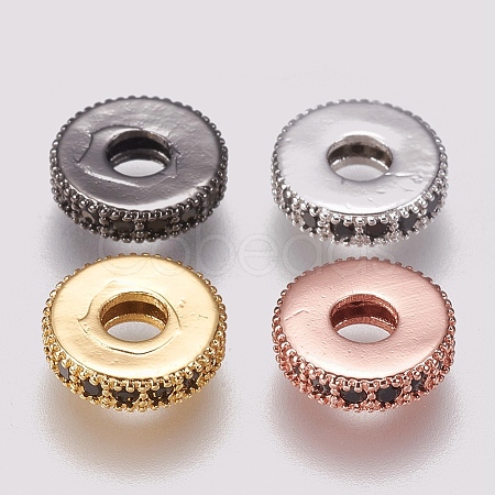 Brass Micro Pave Cubic Zirconia Bead Spacers ZIRC-K074-11B-02-1