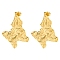 Ion Plating(IP) 304 Stainless Steel Ear Studs, Wrinkle, Real 18K Gold Plated, 37.5x26.5mm