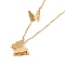 Ion Plating(IP) 304 Stainless Steel 3D Butterfly Pendant Necklace for Women, Golden, 16.26 inch(41.3cm)