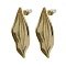 304 Stainless Steel Leaf Stud Earring for Women, Real 18K Gold Plated, 52.5x21.5mm