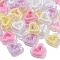 50PCS Transparent Acrylic Beads, Heart, Mixed Color, 19.5x23x6mm, Hole: 3mm