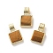 Natural Tiger Eye Pendants, Rack Plating Brass Charms, Long-Lasting Plated, Lead Free & Cadmium Free, Square, Golden, 16.5x10x5mm, Hole: 2.5x4.5mm