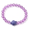 Handmade Porcelain Turtle Stretch Bracelets, 7.5mm Faceted Round Transparent Acrylic Beaded Stretch Bracelets, Blue Violet, Inner Diameter: 2-1/4 inch(5.8cm), Bead: 7.5mm