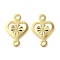 Brass Filigree Connector Charms, Cadmium Free & Lead Free, Heart, Real 24K Gold Plated, 10.5x7x0.5mm, Hole: 1.2mm