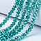 Electroplate Glass Beads Strands, AB Color Plated, Faceted, Rondelle, Dark Cyan, 3.5~3.8x3mm, Hole: 0.4mm, about 113~115pcs/strand, 12.80~12.99 inch(32.5~33cm)