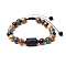 Natural Mixed Gemstone Braided Bead Bracelets, Glass Constellation Bracelet, Leo, 7-1/4~7-1/2 inch(18.5~19cm)