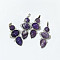 Natural Amethyst Pendants, Rack Plating Brass Flower Charms, Cadmium Free & Lead Free, Platinum, 47x24x6.5mm, Hole: 7.5x5mm