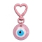 Alloy Pendant Decorations, with Plastic Pendants, Flat Round, Pink, 70x30mm