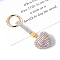 PU Leather & Rhinestone Keychain, with Alloy Spring Gate Rings, Heart, Crystal, 11.5x4.5cm