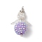 Glass Seed Beads Alloy Pendants, with Pearlized Glass Pearl Bead, Angel, Platinum, Medium Purple, 44.5x30.5x19.5mm, Hole: 2.5mm