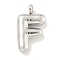 Non-Tarnish 304 Stainless Steel Pendants, Letter Charm, Stainless Steel Color, Letter F, 25.5x14.5x5.5mm, Hole: 3mm