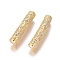 Brass Micro Pave Clear Cubic Zirconia Beads, Long-Lasting Plated, Tube Beads, Golden, 29x6mm, Hole: 3.5mm