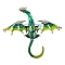 Alloy Enamel Brooch, Dragon, Green, 79x88mm