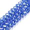 Electroplate Glass Beads Strands, AB Color Plated, Faceted, Rondelle, Light Sky Blue, 8x6mm, Hole: 1mm, about 64~65pcs/strand, 15.75~16.14 inch(40~41cm)