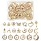 20Pcs 20 Style Alloy Crystal Rhinestone Pendants, with ABS Plastic Imitation Pearl Beaded, Heart & Tree & Butterfly & Moon & Crown Charms, Golden, 14~26x16~21x1.6~5mm, hole: 1.4~2.5mm, 1Pc/style