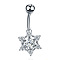 Clear Cubic Zirconia Belly Button Rings, Stainless Steel Piercing Navel Rings, Curved Barbell Body Jewelry for Women, Stainless Steel Color, Snowflake, 8~13mm, Bar: 10x1.5mm