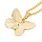 Butterfly Rack Plating Brass Pendant Necklaces, Wheat Chains Necklaces, Cadmium Free & Lead Free, Long-Lasting Plated, Real 18K Gold Plated, 17.56 inch(446mm)