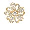 Flower Golden Alloy Rhinestone Brooches for Backpack Clothes, Golden, 66mm