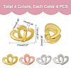 SUPERFINDINGS 16 Sets 4 Colors Brass Two Loops Heart Interlocking Clasps for DIY Jewelry KK-FH0004-13-2