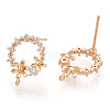 Brass Micro Pave Clear Cubic Zirconia Stud Earring Findings KK-T054-51G-NF-1