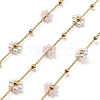 Glass & ABS Plastic Pearl Beaded Flower Link Chains CHS-G028-12G-1